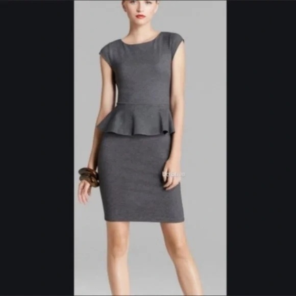 Alice + Olivia Employed Dress Peplum Gray Ponte Adeline Size 6 - Picture 1 of 11